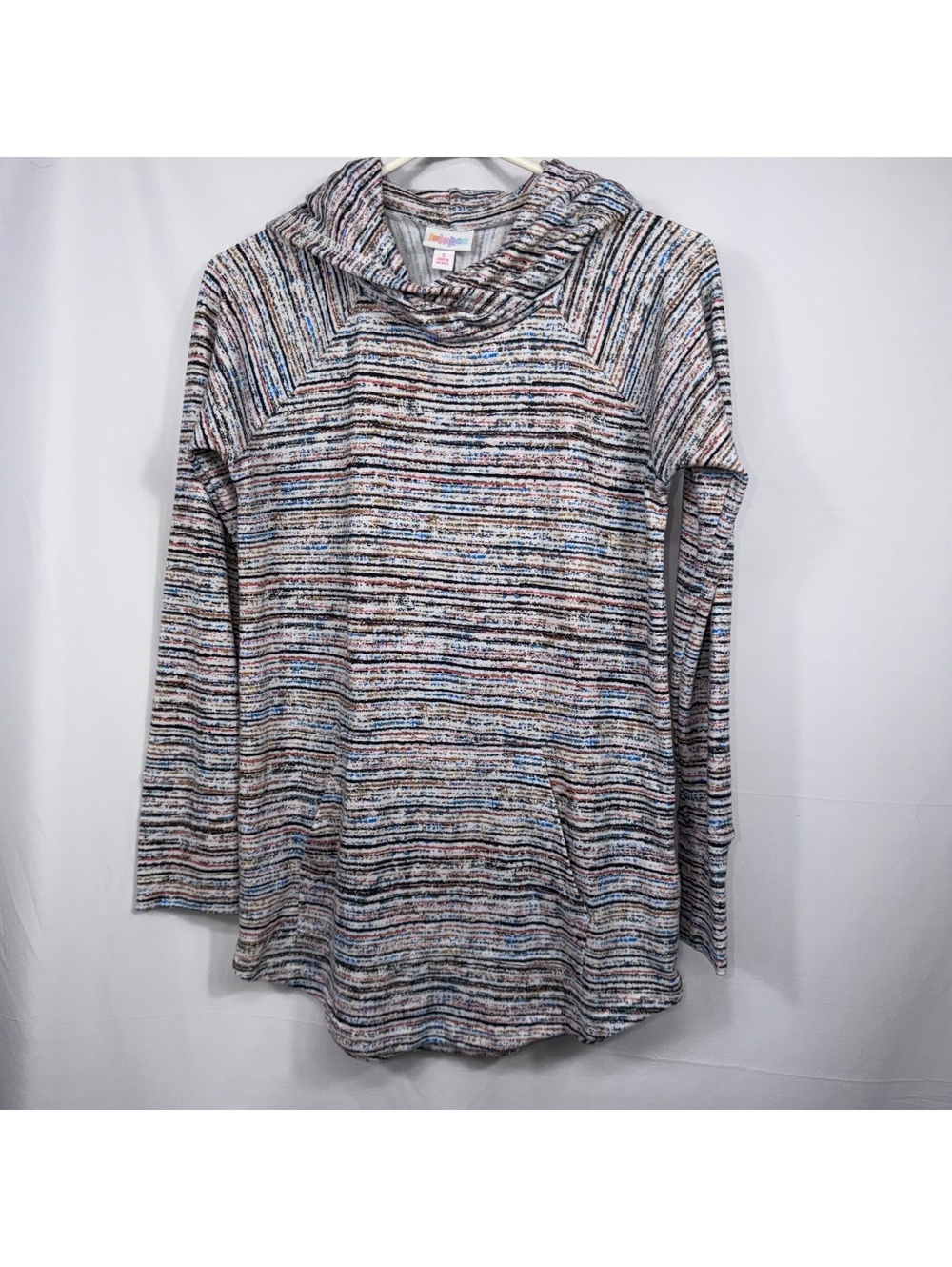 LuLaRoe Amber S Multicolor Striped Hooded Tunic